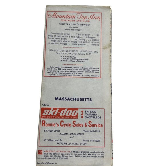 VTG 1970 The National Survey Snowmobile Map of New England Ski Doo - Picture 2 of 7